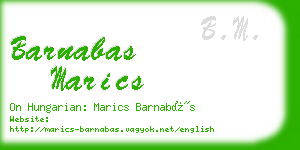 barnabas marics business card